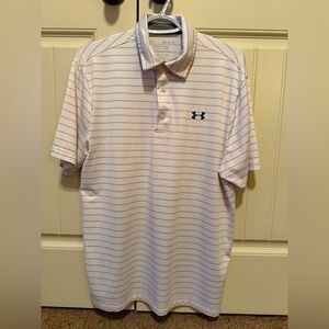 Under Armour Playoff Men's Polo Shirt with Pink Stripes